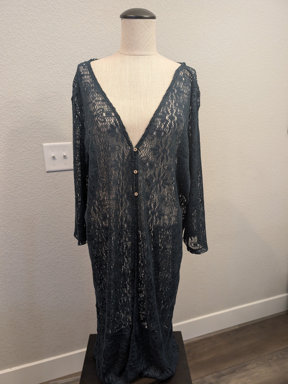NWT Maurices Lace Maxi Dress in Black Size XL